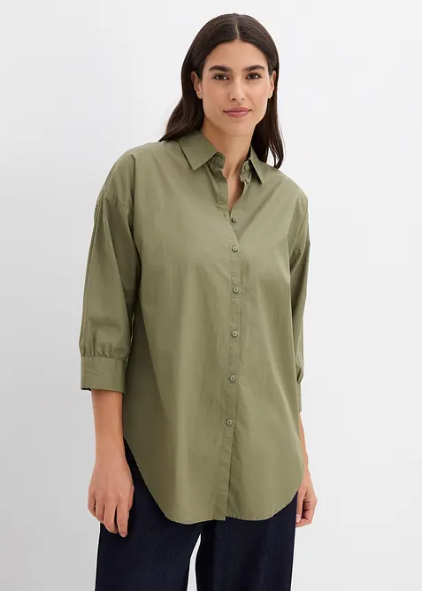 Camicetta oversize in cotone con maniche a 3/4, bonprix