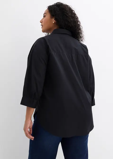 Camicia oversize in cotone con maniche a 3/4, bonprix