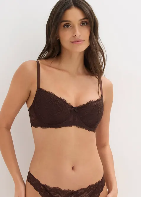 Reggiseno con ferretto, piccola imbottitura e pizzo delicato, bonprix