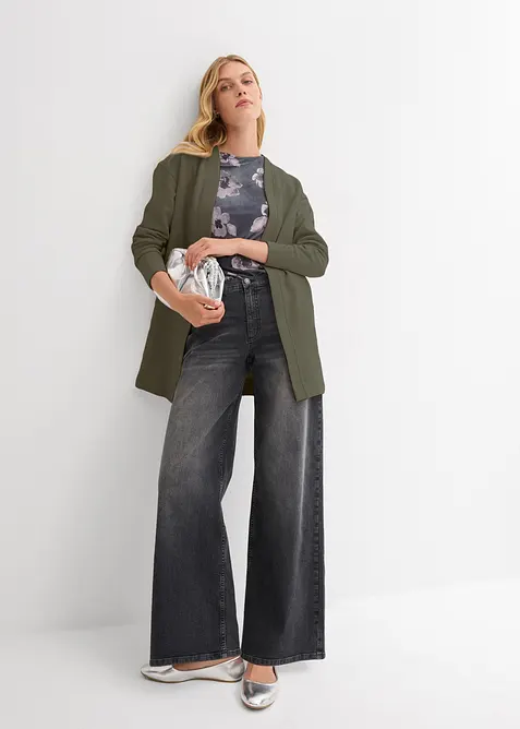 Cardigan lungo in morbida felpa di misto cotone, bonprix