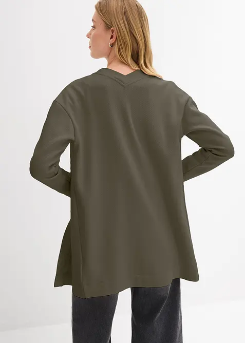 Cardigan lungo in morbida felpa di misto cotone, bonprix