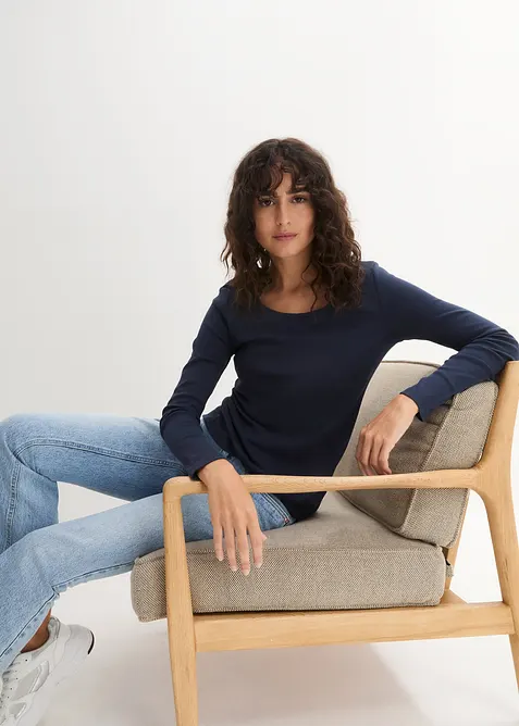 Maglia a maniche lunghe in puro cotone biologico, bonprix