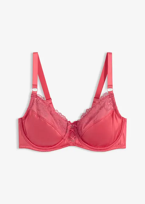 Reggiseno minimizer con ferretto e ricamo floreale glitterato, bonprix