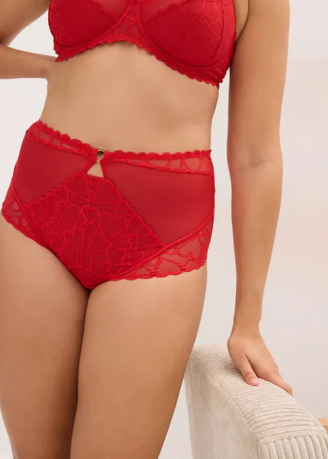 Panty a vita alta con pizzo a cuoricini, bonprix