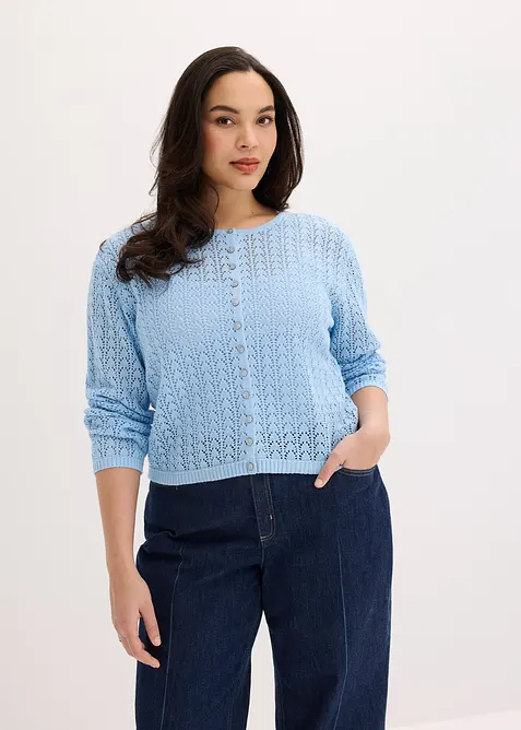 Cardigan traforato in puro cotone, bonprix