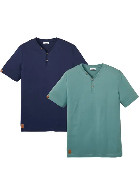 Maglia serafino in puro cotone biologico (pacco da 2), bonprix