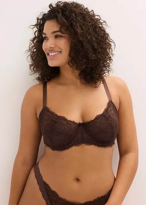 Reggiseno con ferretto, piccola imbottitura e pizzo delicato, bonprix