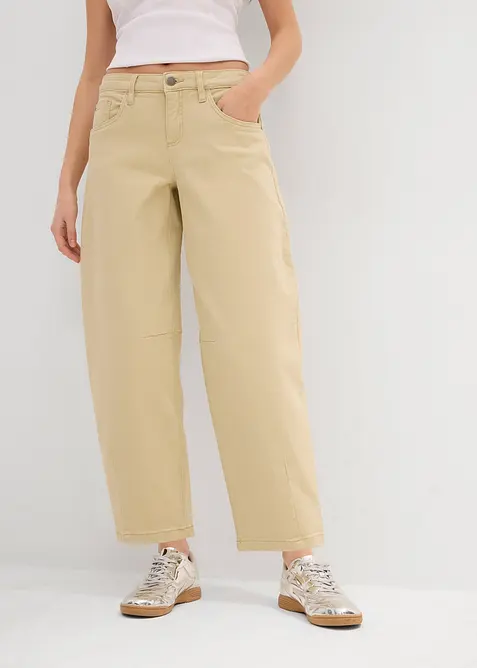 Pantaloni in twill di misto cotone elasticizzato, bonprix