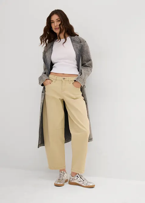 Pantaloni in twill di misto cotone elasticizzato, bonprix