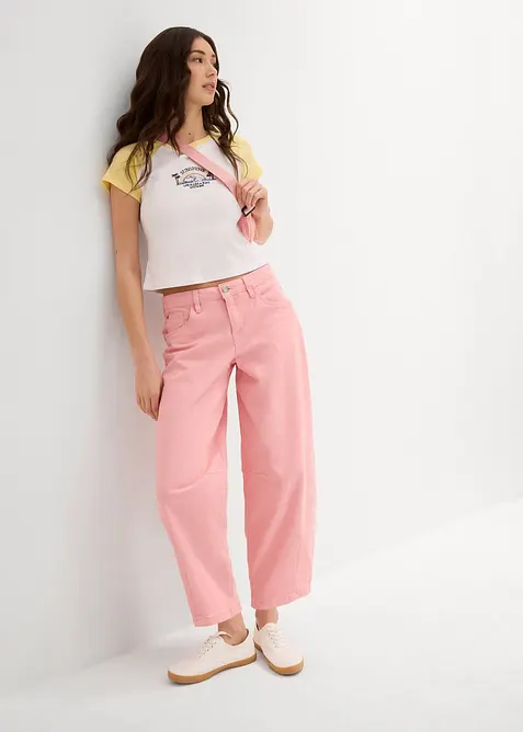 Pantaloni in twill di misto cotone elasticizzato, bonprix