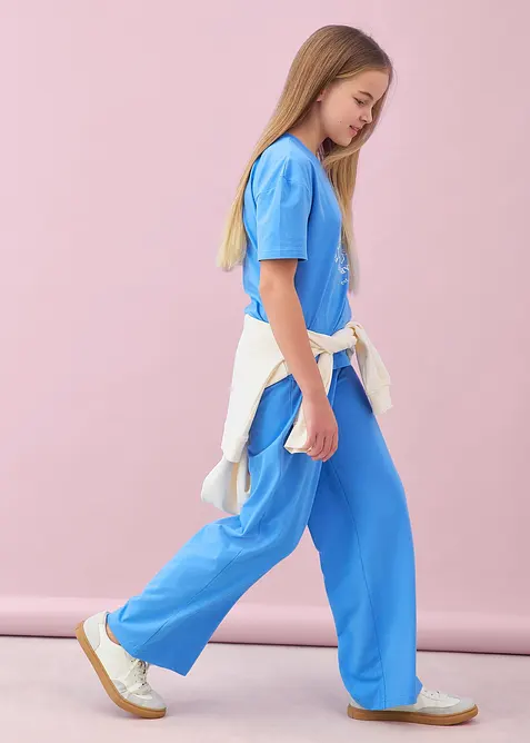 T-Shirt e pantaloni in jersey di misto cotone elasticizzato (set 2 pezzi), bonprix