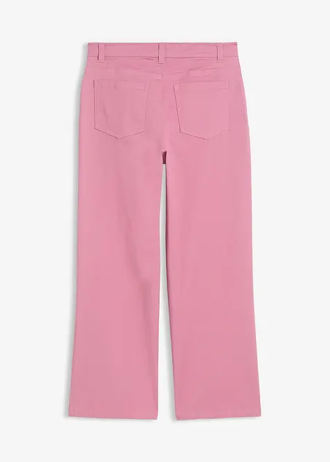 Pantaloni cropped in twill di misto cotone elasticizzato, bonprix