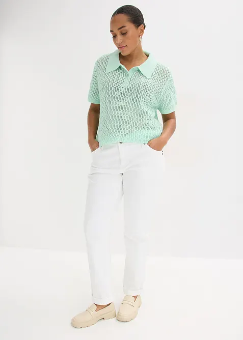 T-shirt in maglia traforata di puro cotone, bonprix