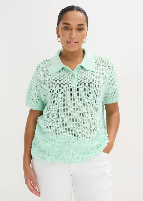 T-shirt in maglia traforata di puro cotone, bonprix