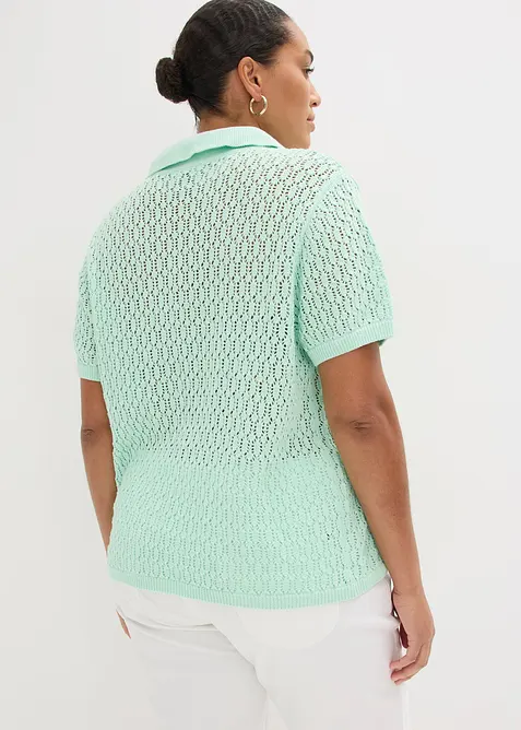 T-shirt in maglia traforata di puro cotone, bonprix