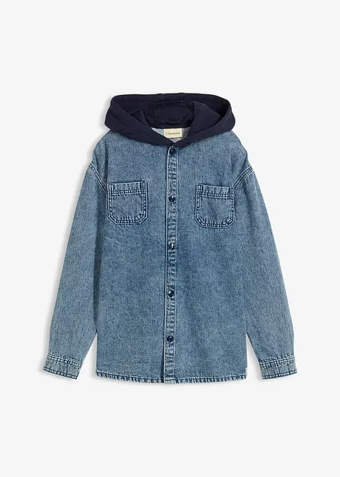Giacca in jeans di puro cotone con cappuccio, bonprix
