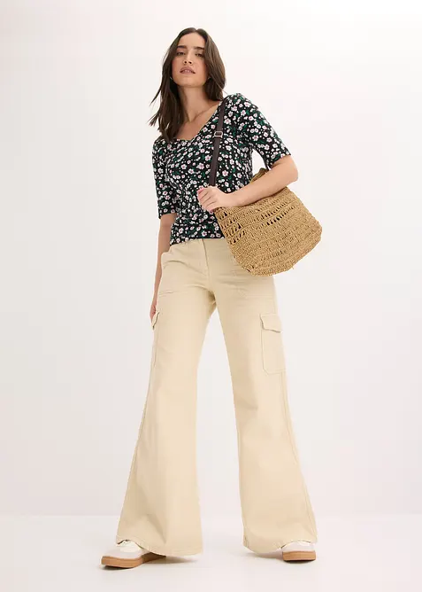 Pantaloni cargo in puro cotone, bonprix