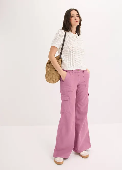 Pantaloni cargo in puro cotone, bonprix