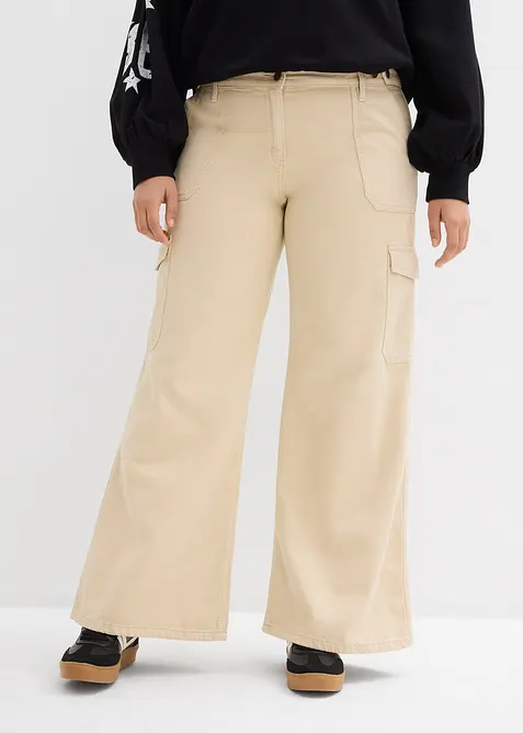 Pantaloni cargo in puro cotone, bonprix
