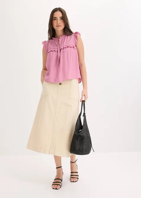 Gonna in twill di puro cotone, bonprix