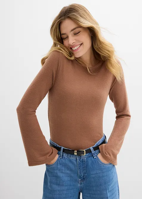 Maglia a maniche lunghe in misto viscosa, bonprix