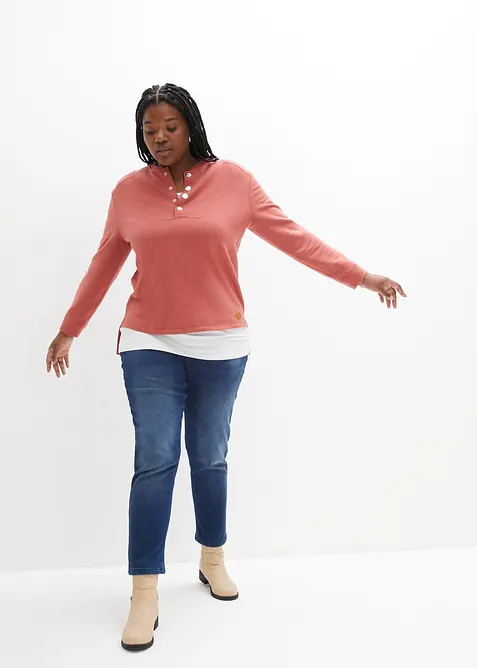 Jeans termici boyfriend con interno morbido, vita media, bonprix