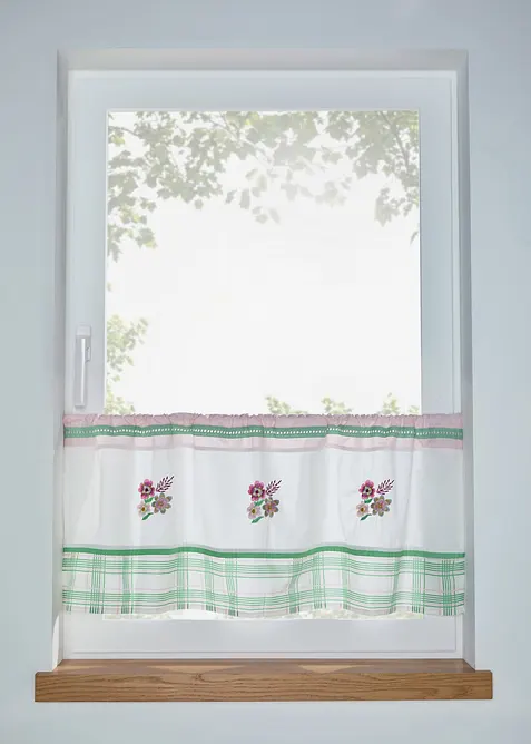 Tenda a vetro con ricami in cotone biologico, bonprix