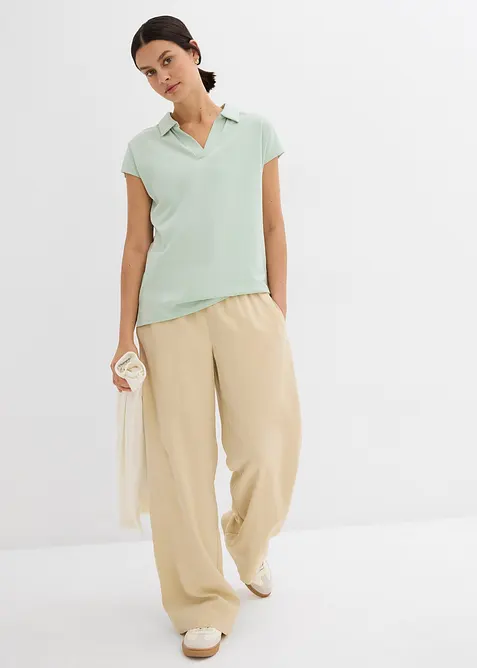 Maglia con colletto polo aperto, bonprix
