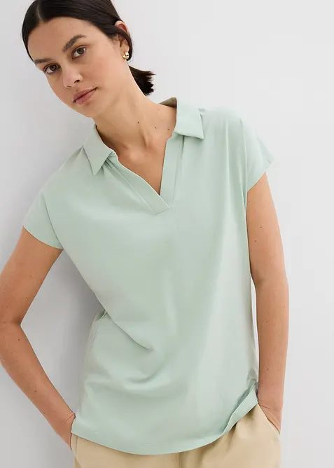 Maglia con colletto polo aperto, bonprix