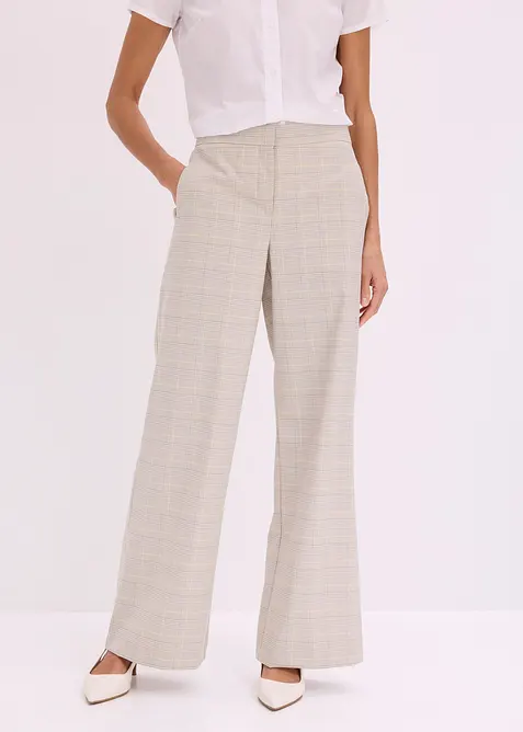 Pantaloni larghi in principe di Galles con viscosa, bonprix