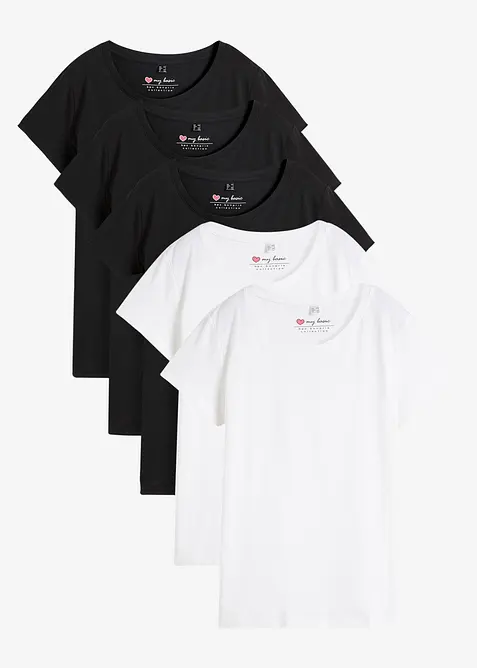 Maglia con scollo rotondo (pacco da 5), bonprix