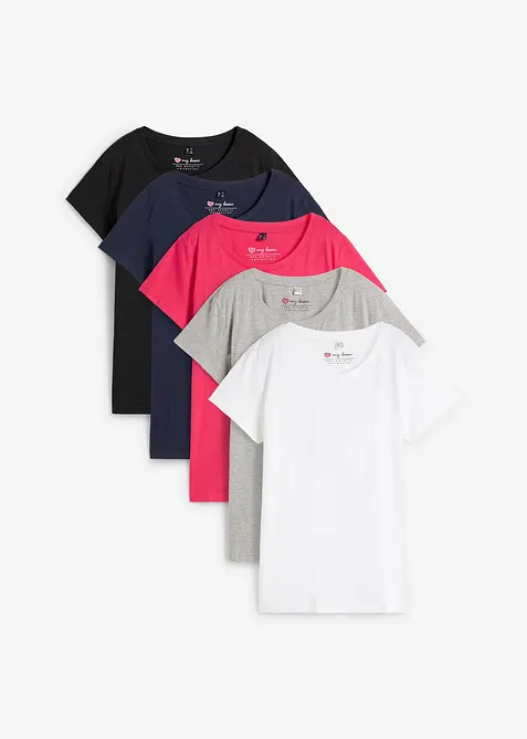Maglia con scollo rotondo (pacco da 5), bonprix