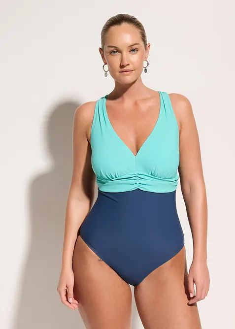 Costume intero con scollatura a V ed effetto modellante leggero, bonprix