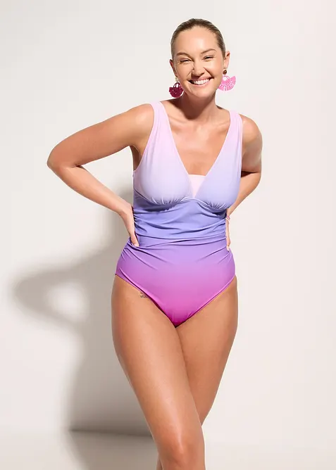 Costume intero con arricciatura ed effetto modellante medio, bonprix