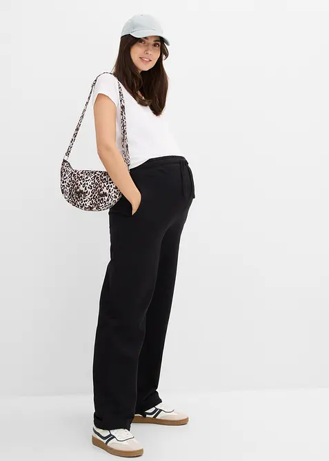 Pantaloni pr&eacute;maman in felpa con fondo regolabile in puro cotone biologico, bonprix