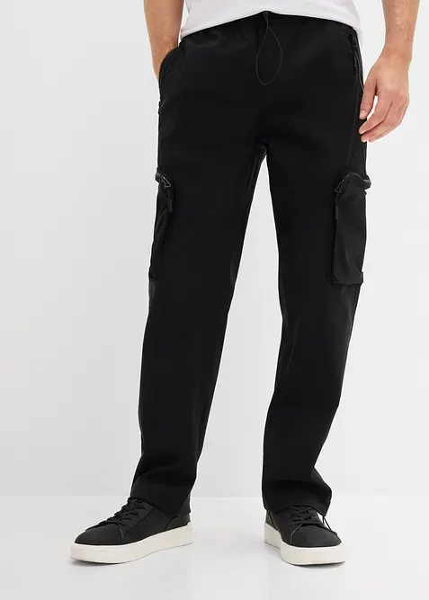 Pantaloni cargo super elasticizzati con tasche zippate regular fit, straight, bonprix