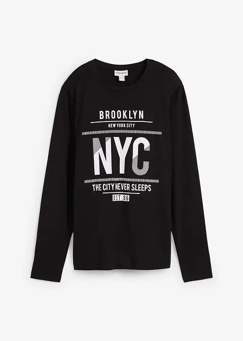 Maglia a maniche lunghe in puro cotone biologico, slim fit, bonprix