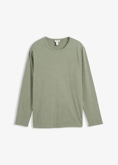 Maglia a maniche lunghe in puro cotone effetto lavato, bonprix