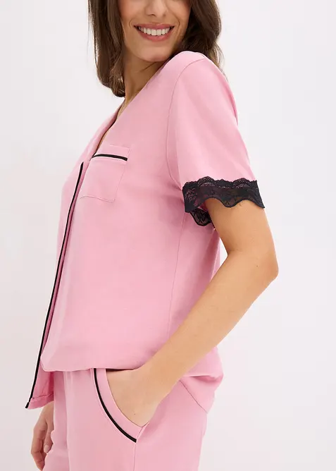 Pigiama in misto viscosa morbido con abbottonatura, bonprix