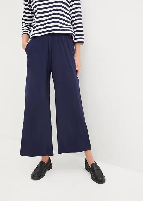 Pantaloni cropped in jersey di misto viscosa fluido, bonprix