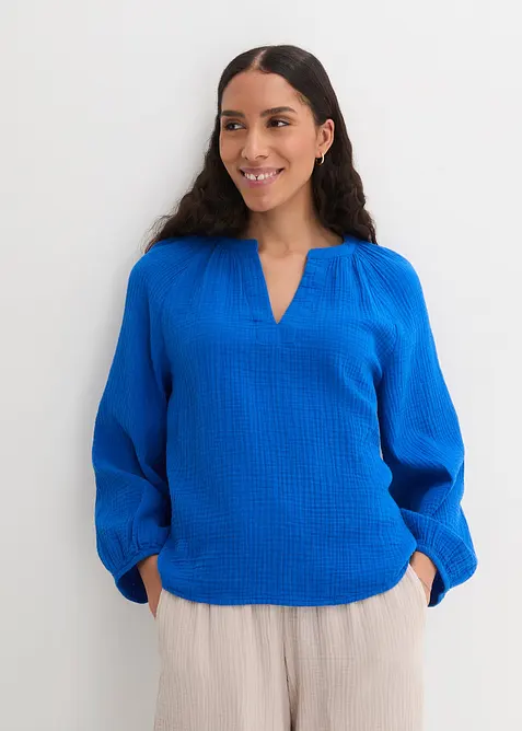 Blusa oversize in mussola di puro cotone, bonprix
