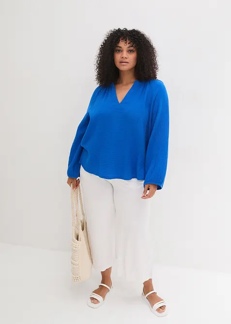 Blusa oversize in mussola di puro cotone, bonprix
