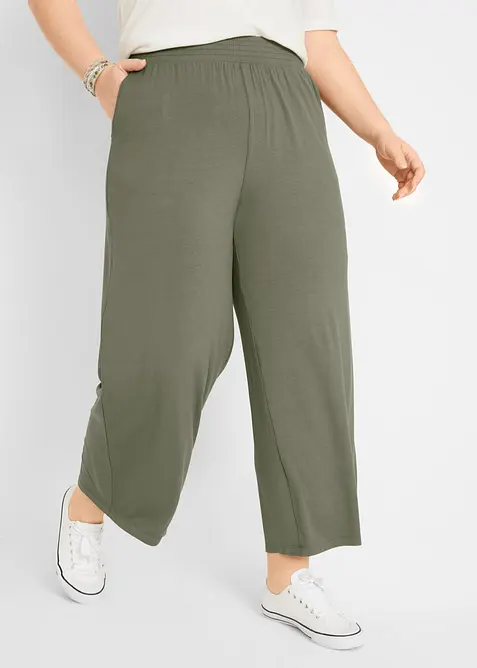 Pantaloni cropped in jersey di misto viscosa fluido, bonprix