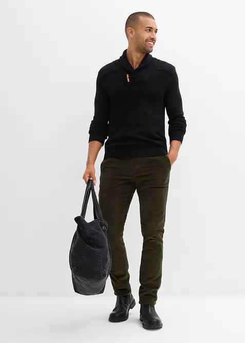 Maglione in filato fine con collo a scialle, bonprix