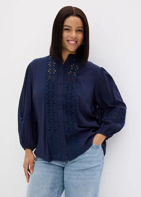 Camicetta con pizzo in misto viscosa morbido, bonprix