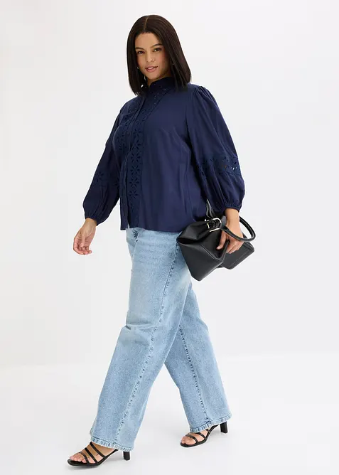 Camicetta con pizzo in misto viscosa morbido, bonprix