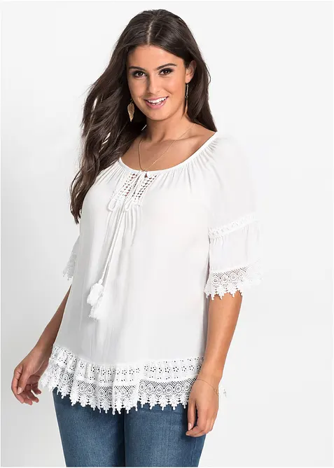 Tunica con pizzo in morbida viscosa, bonprix