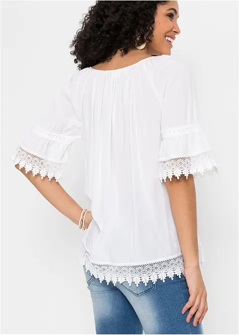 Tunica con pizzo in morbida viscosa, bonprix