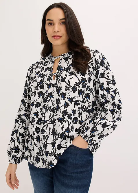 Blusa in crinkle operato, bonprix
