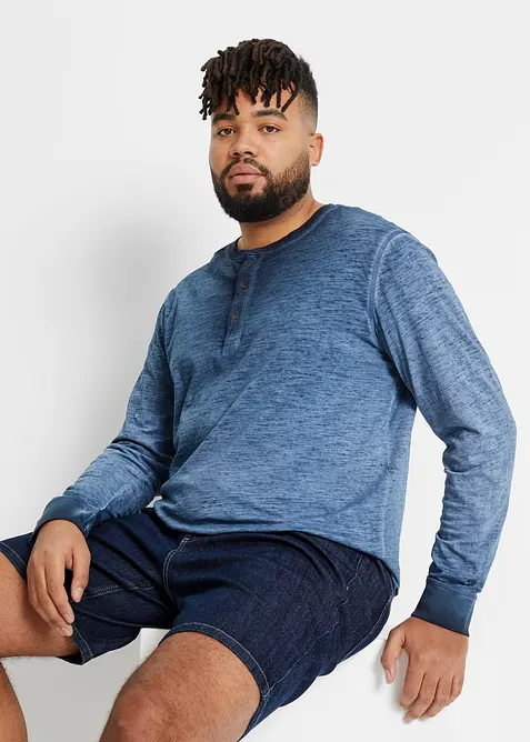 Maglia serafino a maniche lunghe in cotone biologico effetto lavato, bonprix